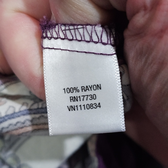 Boho Luxe Paisley Midi Dress Purple Rayon Women’s Large Flowy Xhilaration Y2K - Picture 5 of 7